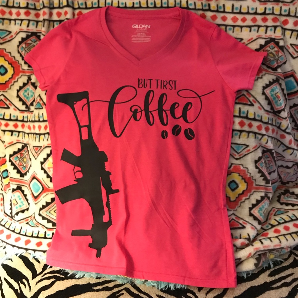 We The People Outfitters “But first coffee” Tee